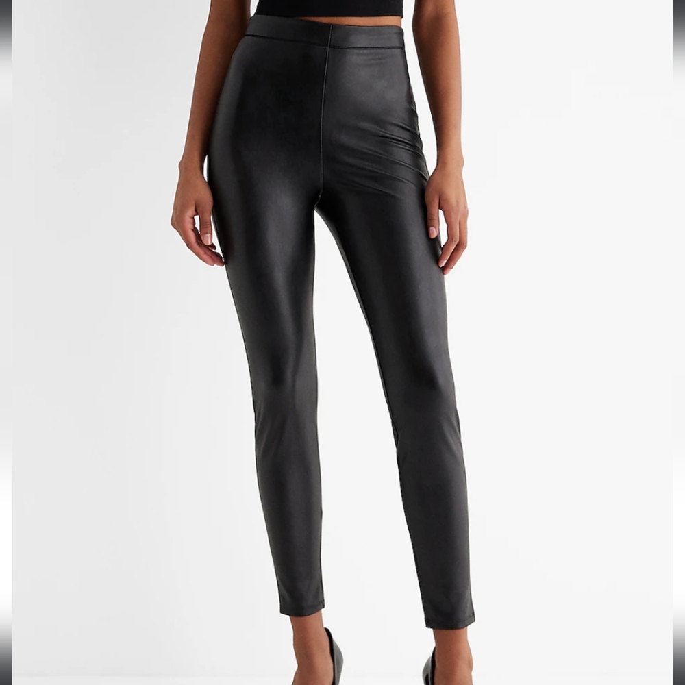 Black Faux Leather Leggings - Picture 2 of 9